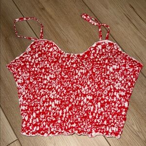 Primark Red and White Crop Top